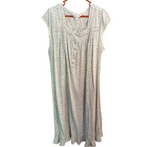 Eileen West Floral Chemise Nightgown XL White Cap Sleeve Cottage‎ Grandma Sleep